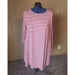 Red and White Striped Longsleeve Dress
